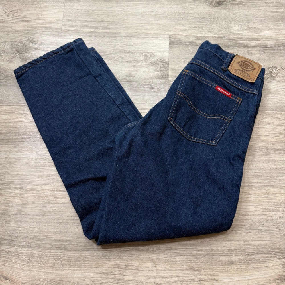 Dickies Mens Flannel Lined Denim Jeans‎ Dark Wash Plaid Lined Work Pants 32x30
